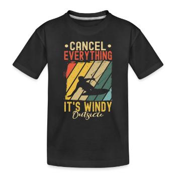 Kitesurfen Alles Absagen, Es Ist Windig Draußen - Kinder Premium Bio T-Shirt - Schwarz - Vorne