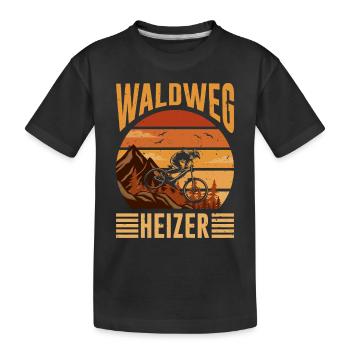 Mountainbiker WALDWEG HEIZER MTB Lustiges - Kinder Premium Bio T-Shirt - Schwarz - Vorne