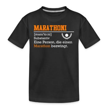 Läufer MARATHONI Laufen Lustiges Marathon - Kinder Premium Bio T-Shirt - Schwarz - Vorne