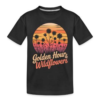 Wildflowers & Sunset - Kids' Premium Organic T-Shirt - black - Front
