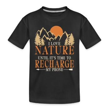 Ich Liebe Natur Bis Zum Handy Aufladen - Kinder Premium Bio T-Shirt - Schwarz - Vorne