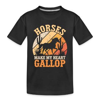 Les chevaux font galoper mon cœur - T-shirt bio Premium Enfant - noir - Devant