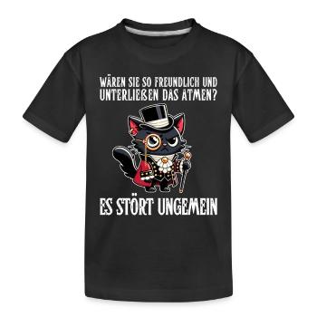 Sa respiration est inquiétante – Chat cynique au regard noble - T-shirt bio Premium Enfant - noir - Devant