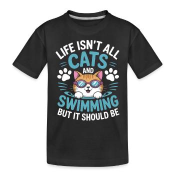 Schwimmen Spruch Katze Lustiges Schwimmen Geschenk - Kinder Premium Bio T-Shirt - Schwarz - Vorne