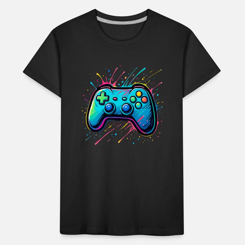 Colored Splash Gamer Controller Kids' Premium Organic T-Shirt