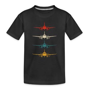 Vintage Flugzeuge - Kinder Premium Bio T-Shirt - Schwarz - Vorne