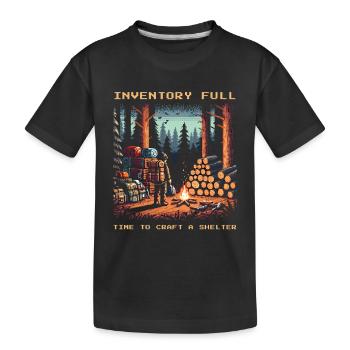 Inventaire plein - Fabrication d’abris - Dicton Bushcraft - T-shirt bio Premium Enfant - noir - Devant