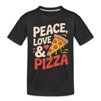 Peace, Love & Pizza - Kinder Premium Bio T-Shirt - Schwarz - Vorne