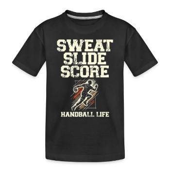 Sweat Slide Score Handball Leben Handball Sport - Kinder Premium Bio T-Shirt - Schwarz - Vorne