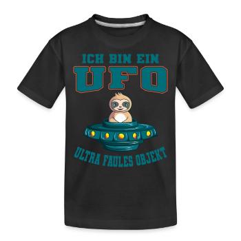 Ich Bin Ein UFO Ultra Faules Objekt Faultier Alien - Kinder Premium Bio T-Shirt - Schwarz - Vorne