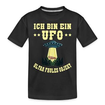 Ich Bin Ein UFO Ultra Faules Objekt Faultier Alien - Kinder Premium Bio T-Shirt - Schwarz - Vorne