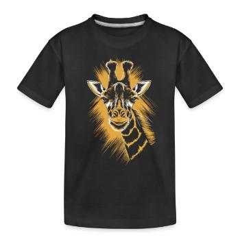 Giraffe with character in sketch style - Kids' Premium Organic T-Shirt - black - Front