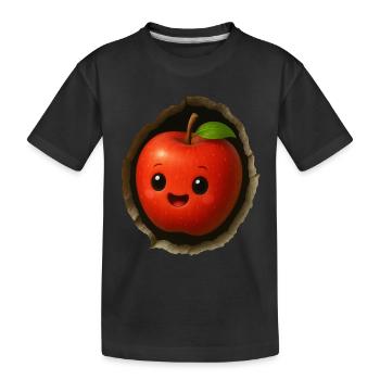 Apfel - Kinder Premium Bio T-Shirt - Schwarz - Vorne