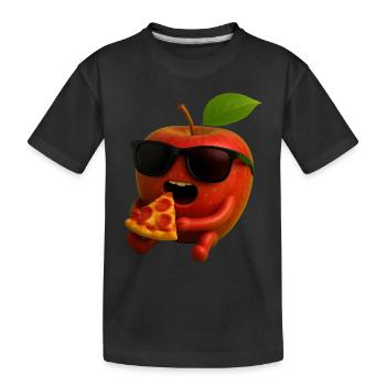 Apfel - Kinder Premium Bio T-Shirt - Schwarz - Vorne