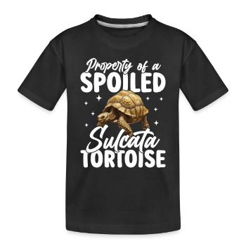Eigenschaft Einer Verwöhnten Sulcata Tortoise - Kinder Premium Bio T-Shirt - Schwarz - Vorne