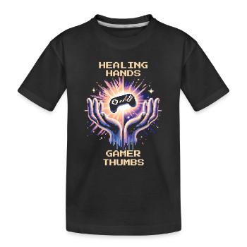 Ergothérapie Guérison Mains Pouce Rétro Pixel Art - T-shirt bio Premium Enfant - noir - Devant