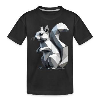 Squirrel - Cute Low Polygon Design - Kids' Premium Organic T-Shirt - black - Front