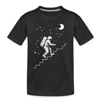 Astronaut auf der Treppe Weltraum-Style - Kinder Premium Bio T-Shirt - Schwarz - Vorne
