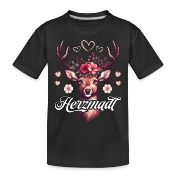 Trachtenshirt Damen Herzmadl T-Shirt Tracht Dirndl - Kinder Premium Bio T-Shirt - Schwarz - Vorne