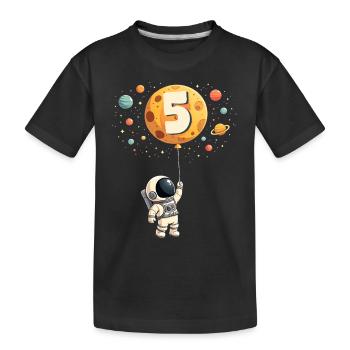 Niedliche Astronaut 5. Geburtstag Junge Weltraum - Kinder Premium Bio T-Shirt - Schwarz - Vorne
