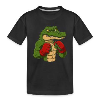 Crocodile Boxing Cartoon - Kids' Premium Organic T-Shirt - black - Front