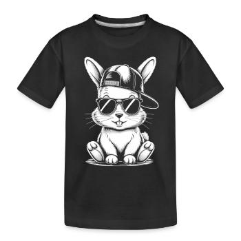 Lapin avec lunettes de soleil - T-shirt bio Premium Enfant - noir - Devant