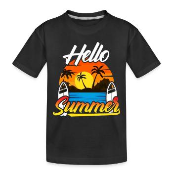 Hello Summer Sunset Design - Kinder Premium Bio T-Shirt - Schwarz - Vorne