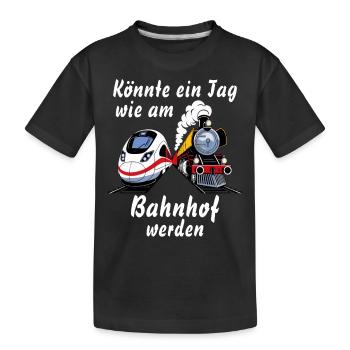 TRAIN Pourrait être une journée comme à la gare - T-shirt bio Premium Enfant - noir - Devant