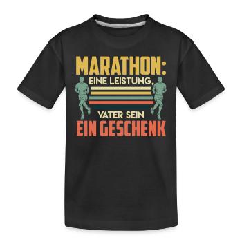 Papa MARATHON DIE LEISTUNG VATER SEIN GESCHENK - Kinder Premium Bio T-Shirt - Schwarz - Vorne