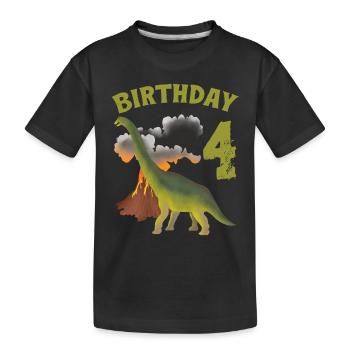 4 ans anniversaire garçon Dino Volcano - 4ème - T-shirt bio Premium Enfant - noir - Devant