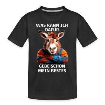 WAS KANN ICH DAFÜR - Kinder Premium Bio T-Shirt - Schwarz - Vorne
