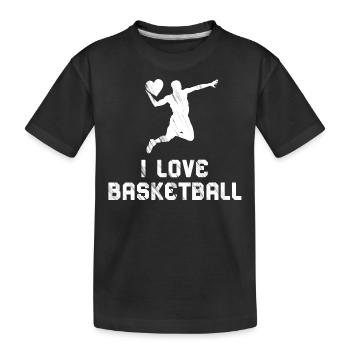 J’aime le basket-ball – Cœur pour le terrain - T-shirt bio Premium Enfant - noir - Devant