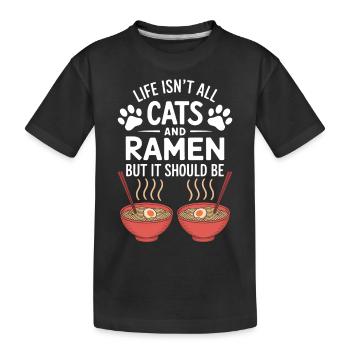 Ramen Katze Anime Lustiges Kawaii Ramen Geschenk - Kinder Premium Bio T-Shirt - Schwarz - Vorne