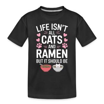 Ramen Katze Anime Lustiges Kawaii Ramen Geschenk - Kinder Premium Bio T-Shirt - Schwarz - Vorne