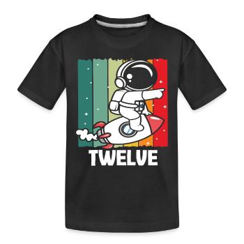 Astronaut Rocket Twelve Years of Adventure - Kids' Premium Organic T-Shirt - black - Front