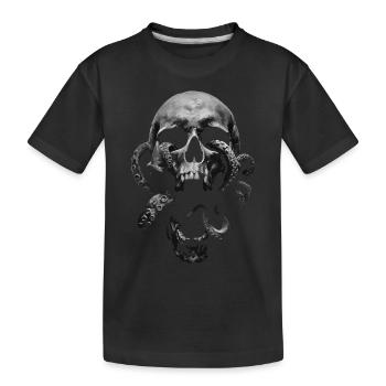 Skull with tentacles – dark gothic art - Kids' Premium Organic T-Shirt - black - Front