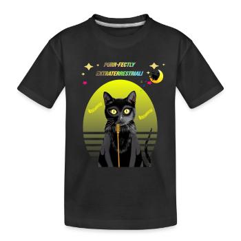 Purr Serenades Under The Soft Lemon Light - Kids' Premium Organic T-Shirt - black - Front