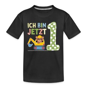 Je suis maintenant 1 Bagger Bear 1er anniversaire - T-shirt bio Premium Enfant - noir - Devant