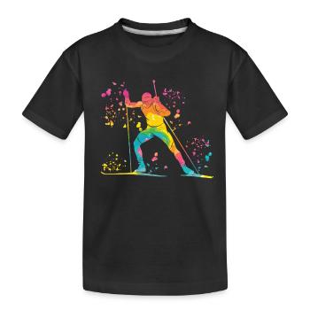 Biathlet Nordische Kombination Biathlon - Kinder Premium Bio T-Shirt - Schwarz - Vorne