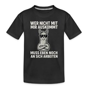 Confident Llama Saying - Kids' Premium Organic T-Shirt - black - Front