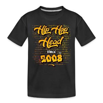 Hip-Hop Head Since 2008 - 17 Years of Fire Rhymes - Kids' Premium Organic T-Shirt - black - Front
