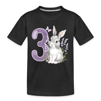 3. Geburtstag 3 Jahre Hase Häschen Lavendel Lila - Kinder Premium Bio T-Shirt - Schwarz - Vorne