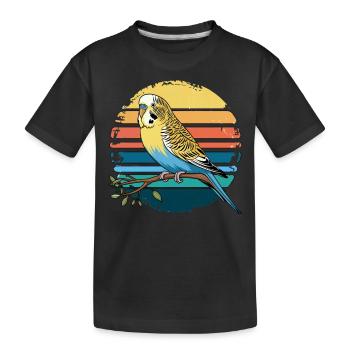Perruche Perruche Rétro Coucher de soleil Vintage Perruche - T-shirt bio Premium Enfant - noir - Devant