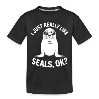 Sceau disant sceau drôle sceau cadeau - T-shirt bio Premium Enfant - noir - Devant