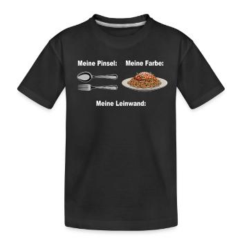 Spaghetti Bolognese Pinsel Farbe Leinwand Pasta - Kinder Premium Bio T-Shirt - Schwarz - Vorne