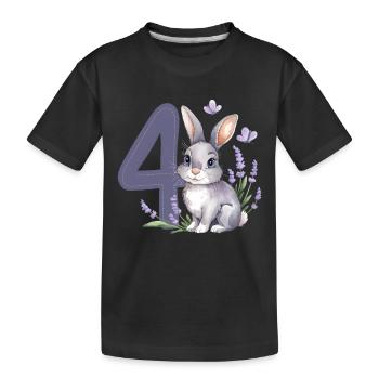 4. Geburtstag 4 Jahre Hase Häschen Lavendel Lila - Kinder Premium Bio T-Shirt - Schwarz - Vorne