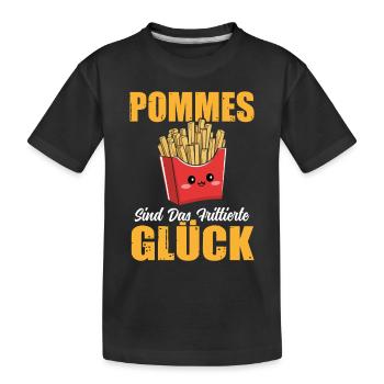 Pommes Sind das Frittierte Glück Pommesdude Brater - Kinder Premium Bio T-Shirt - Schwarz - Vorne