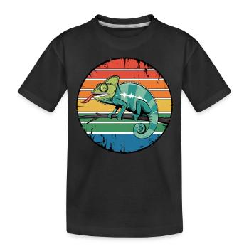 Retro Chameleon Owner Sunset for Reptile Lovers - Kinder Premium Bio T-Shirt - Schwarz - Vorne