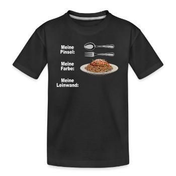 Spaghetti Bolognese Pinsel Farbe Leinwand Pasta - Kinder Premium Bio T-Shirt - Schwarz - Vorne