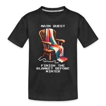 Crochet Quest : Couverture terminée | Laine faite à la main - T-shirt bio Premium Enfant - noir - Devant